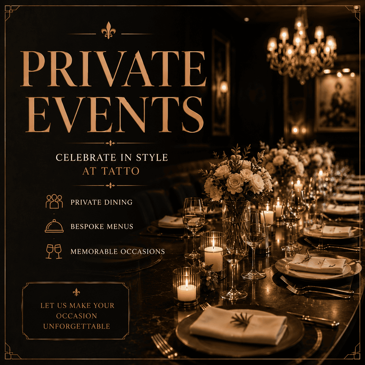 Private Events promotion